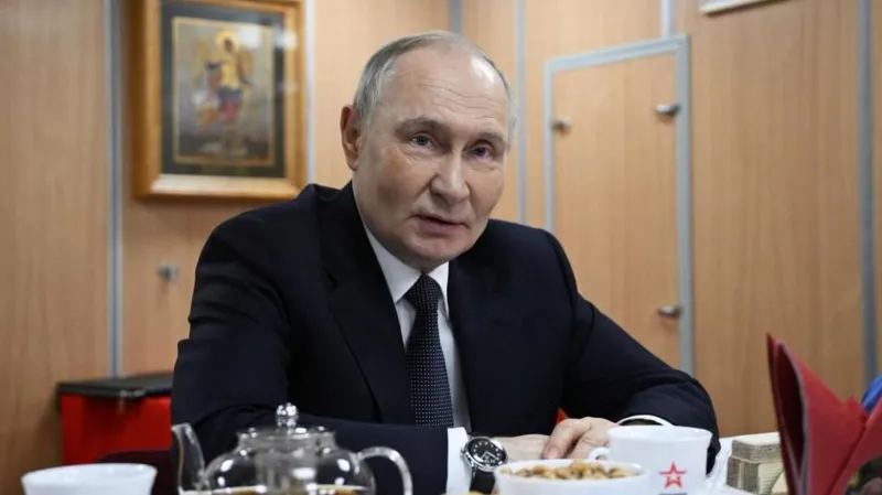 Vladimir Putin visiting a nuclear-powered Russian submarine on Thursday